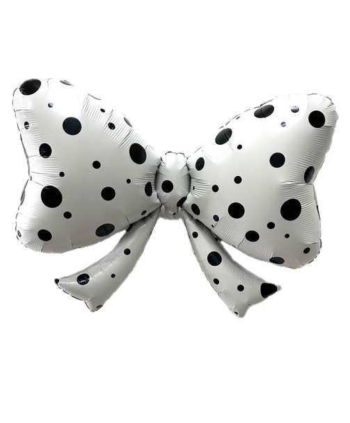 Burst Bow Tie White/Black Dots 40"