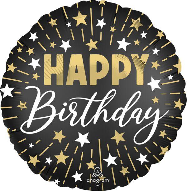 Happy Birthday Black Silver Gold