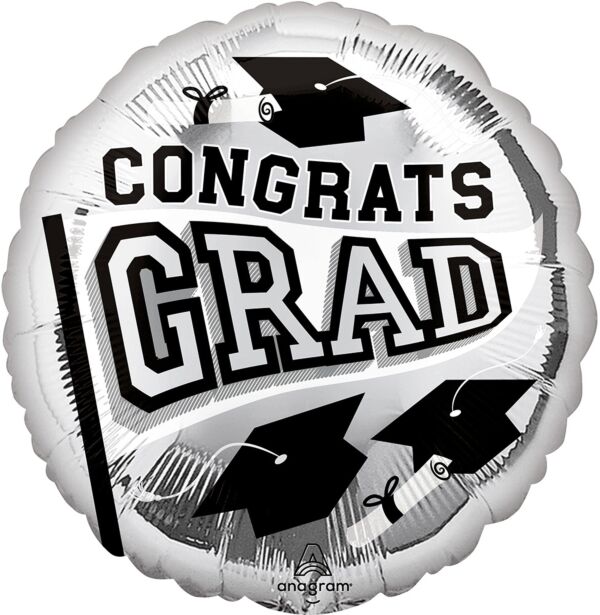 Congrats Grad Silver 17" Foil Balloon