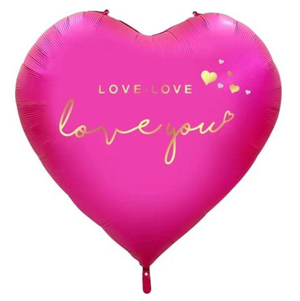 Giant 68" Heart Love You Matte Hot Pink Foil Balloon