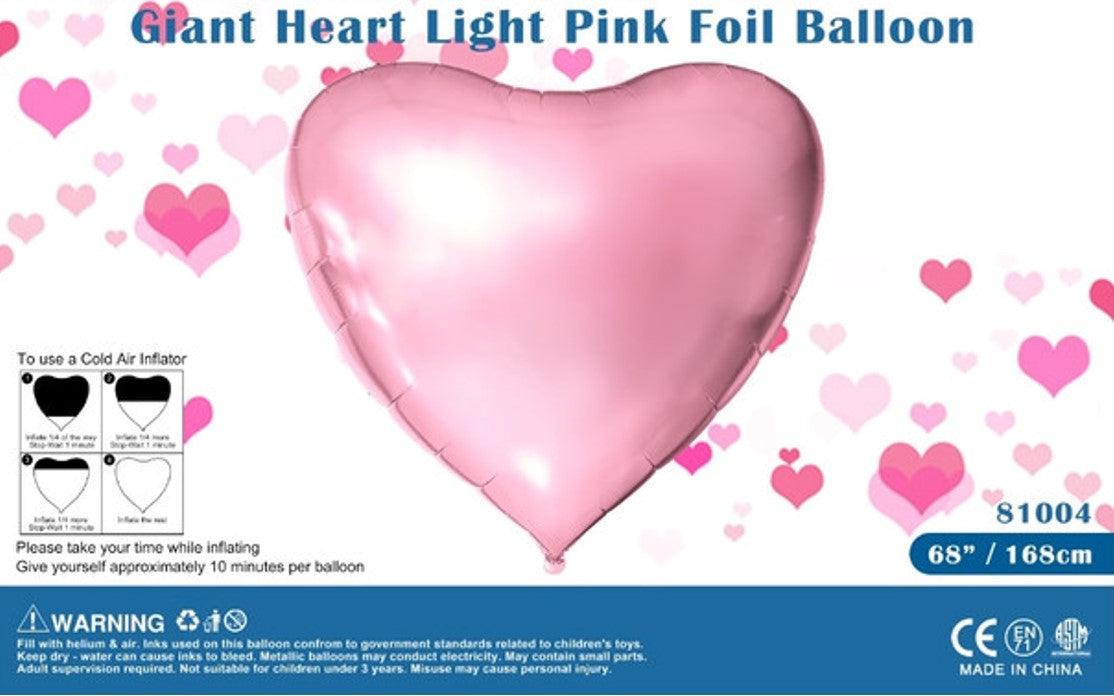 Giant 68" Heart Matte Light Pink Foil Balloon