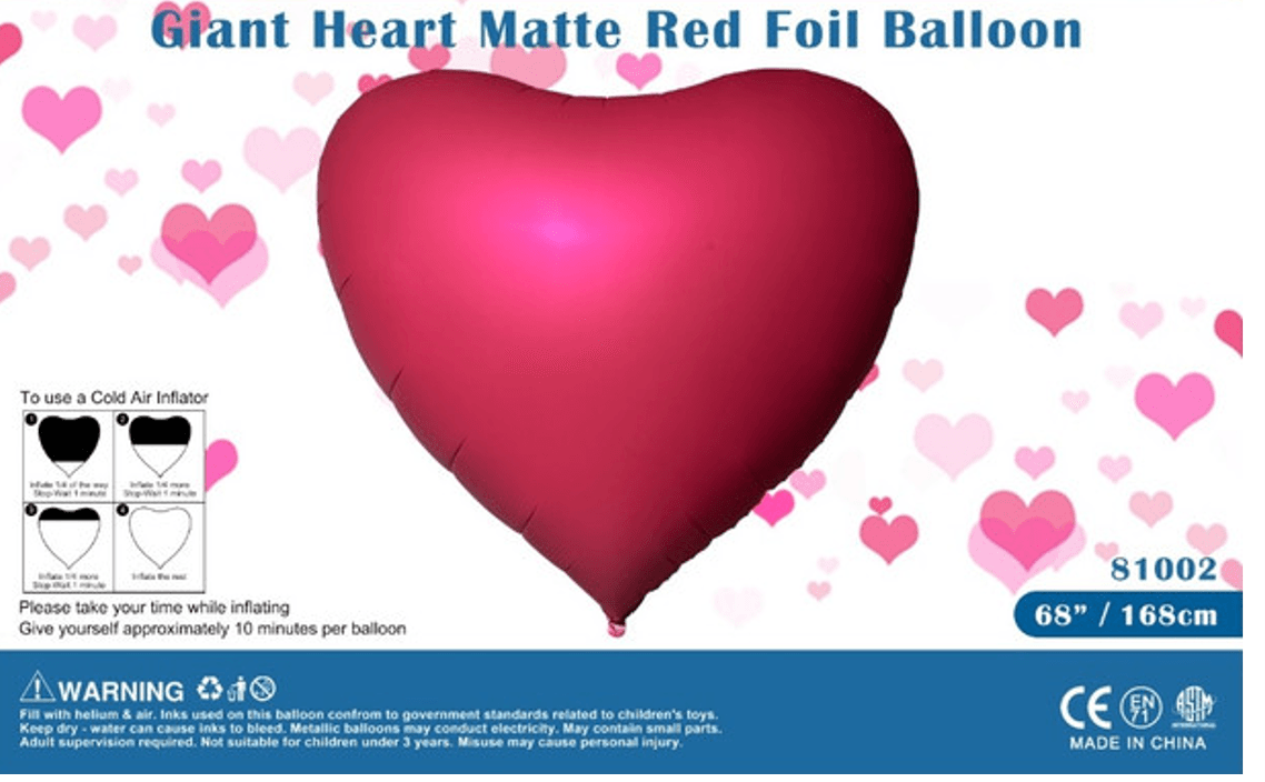 Giant 68" Heart Matte Red Foil Balloon
