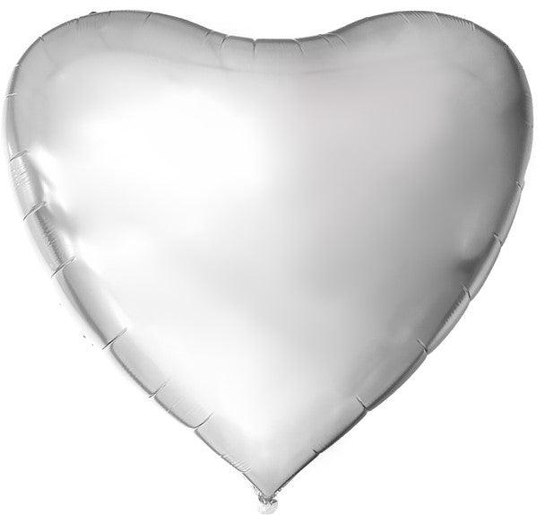 Giant 68" Heart Matte Silver Foil Balloon