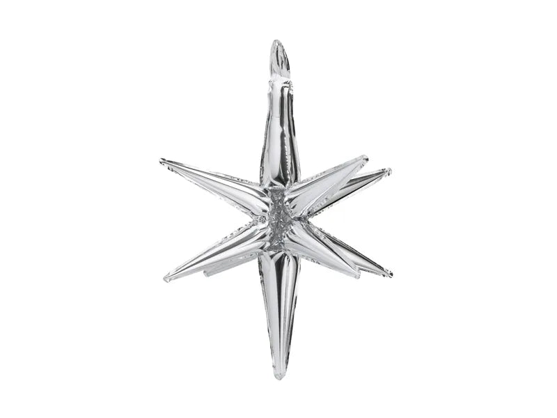 Star 3D Foil Balloon Star Silver 28"