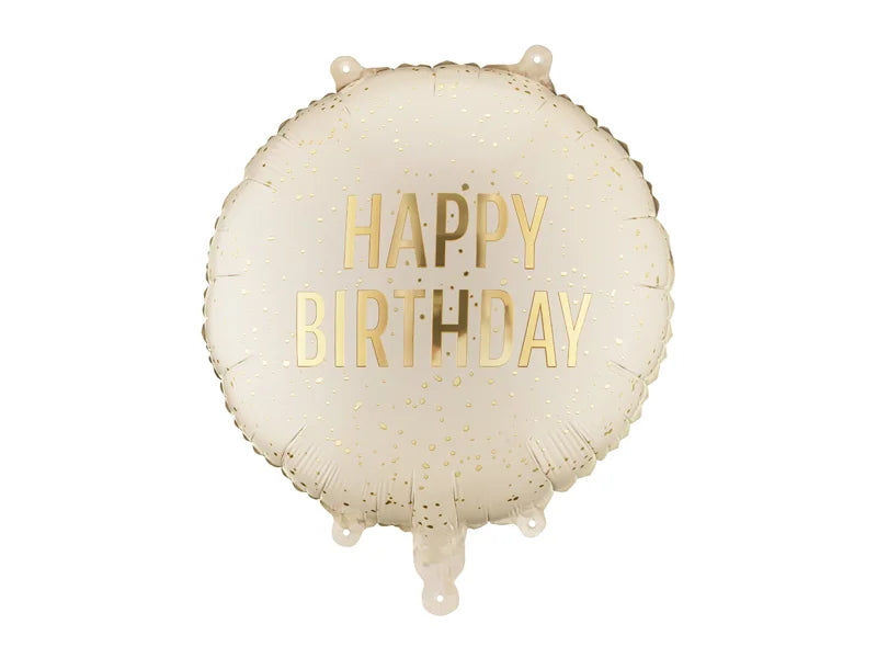 Happy Birthday Cream 18" Foil Balloon