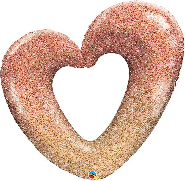 Heart Glitter Gold Ombre