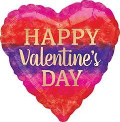 Happy Valentine's Day Watercolor Stripes 1