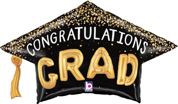 Confetti Grad Hat Foil Balloon