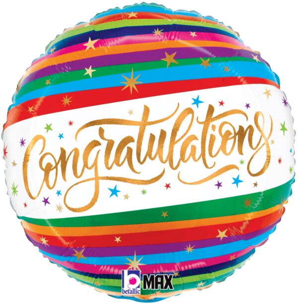 Congratulations Fun Stripes Foil Balloon