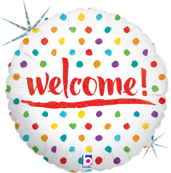 Welcome Dots Holo Foil Balloon