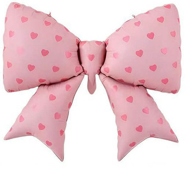 Bow Pink w/ Pink Hearts Foil Balloon