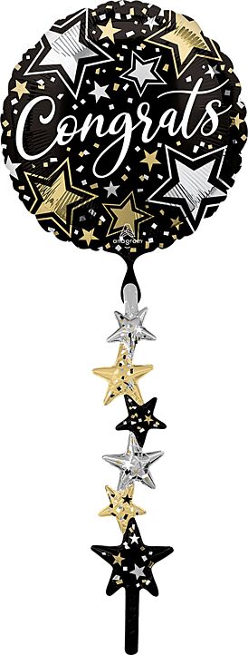 Congrats Blk/Sil/Gld Foil Balloon