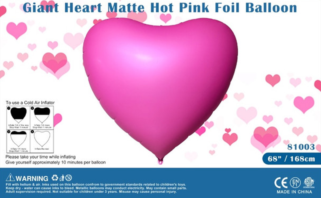 Giant Heart Matte Hot Pink Foil Balloon