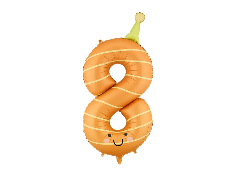 Number 8 Party Orange Foil Balloon 40"