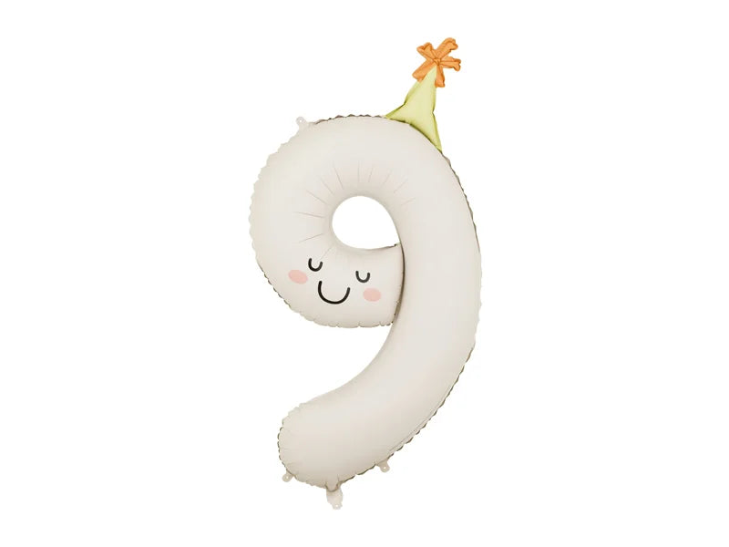 Number 9 Party Cream Foil Balloon 40"