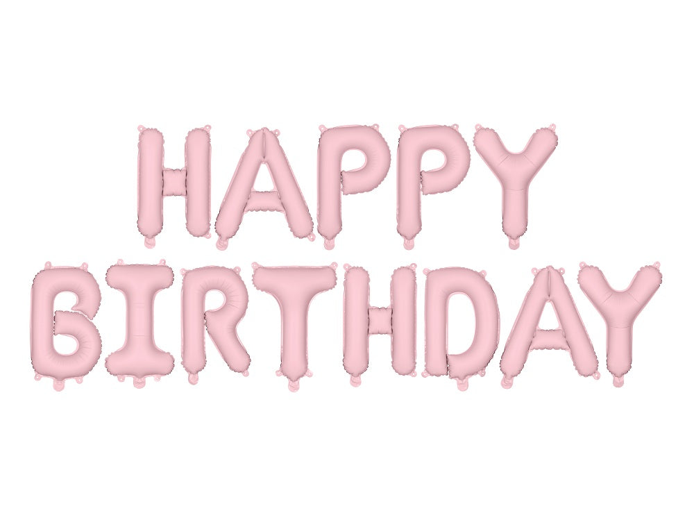 Happy Birthday Banner, Pastel Pink