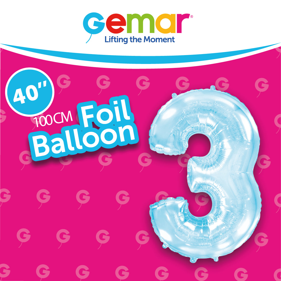 Number 3 Pastel Blue 40"