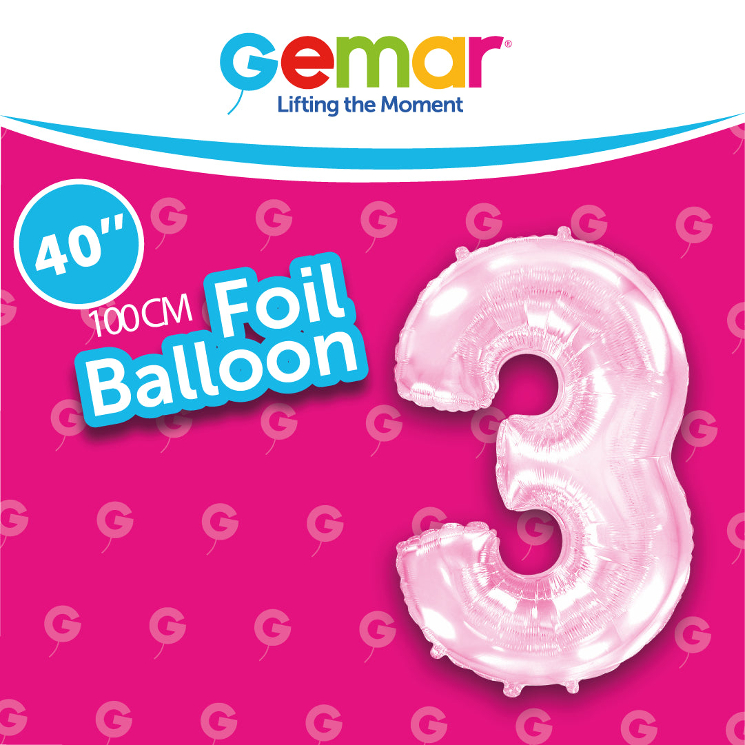 Number 3 Pastel Pink 40"