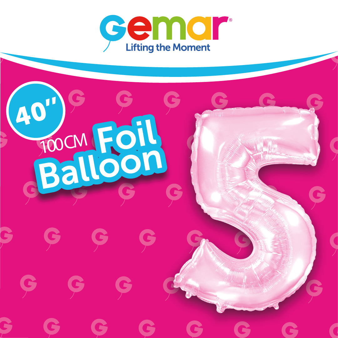 Number 5 Pastel Pink 40"