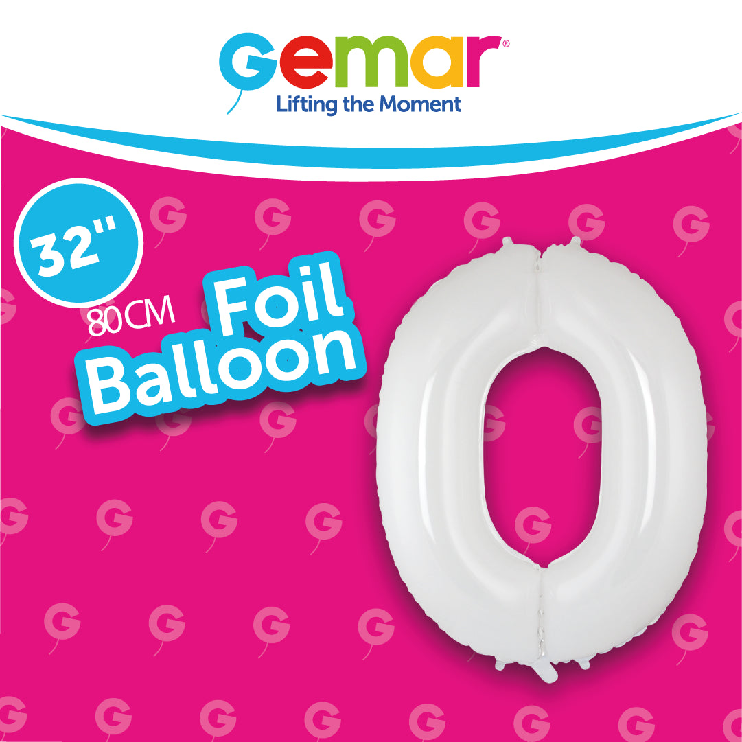 Number 0 White 32"