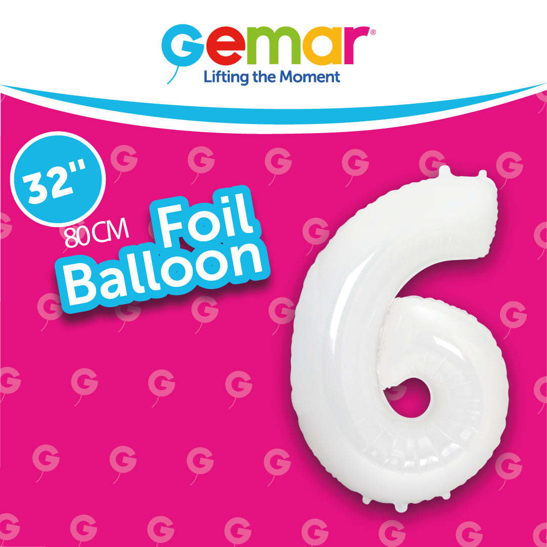 Number 6 White 32"