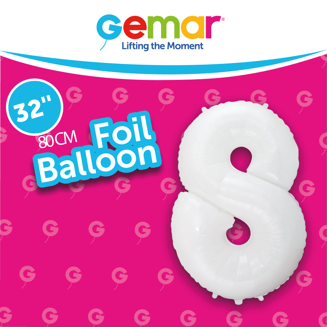 Number 8 White 32"