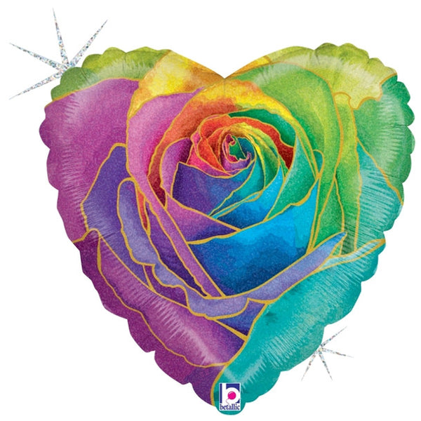Heart Rose Rainbow 18"