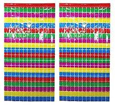 Foil Curtain, 78"x 40", Squares, Assorted Colors