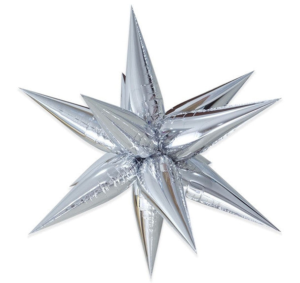 Exploding Star Foil Balloon Silver 26"