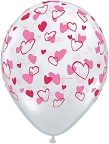 Qualatex Red and Pink Hearts Latex - Clear 1
