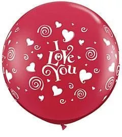 Qualatex I Love You Swirling Hearts Wrap Latex - Ruby Red 1