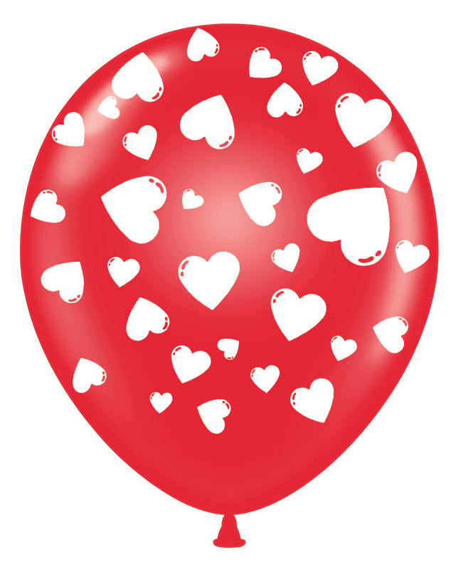 Hearts Around Crystal Red balloon